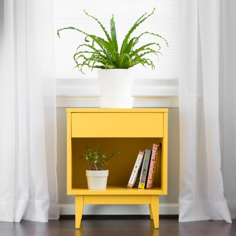 yellow painted nightstand