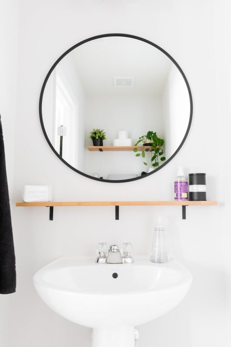 tiny monochrome powder room
