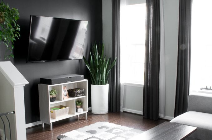 our simple TV cord control solutions #cordcontrol #organizing #livingroomcordcontrol #tvcordcontrol #hidecords #howtohidecords #cordcontrolideas #cordcontrolsolutions #diycordcontrol