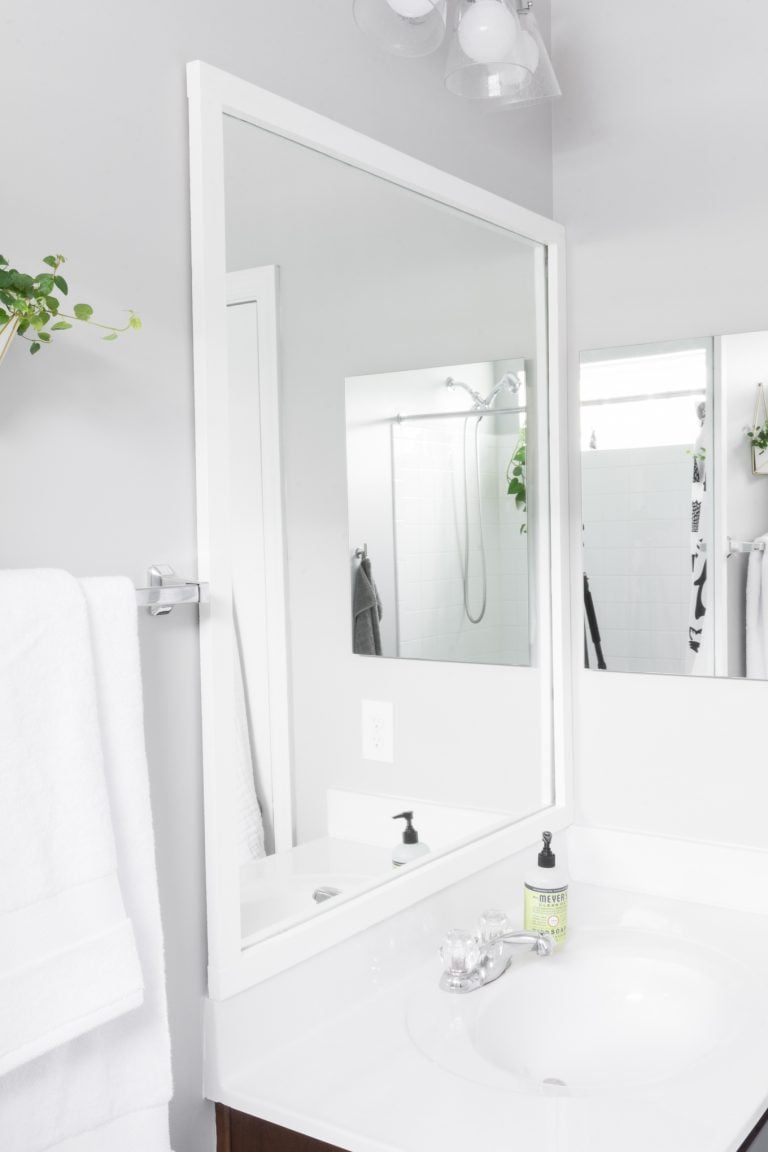 framed bathroom mirror