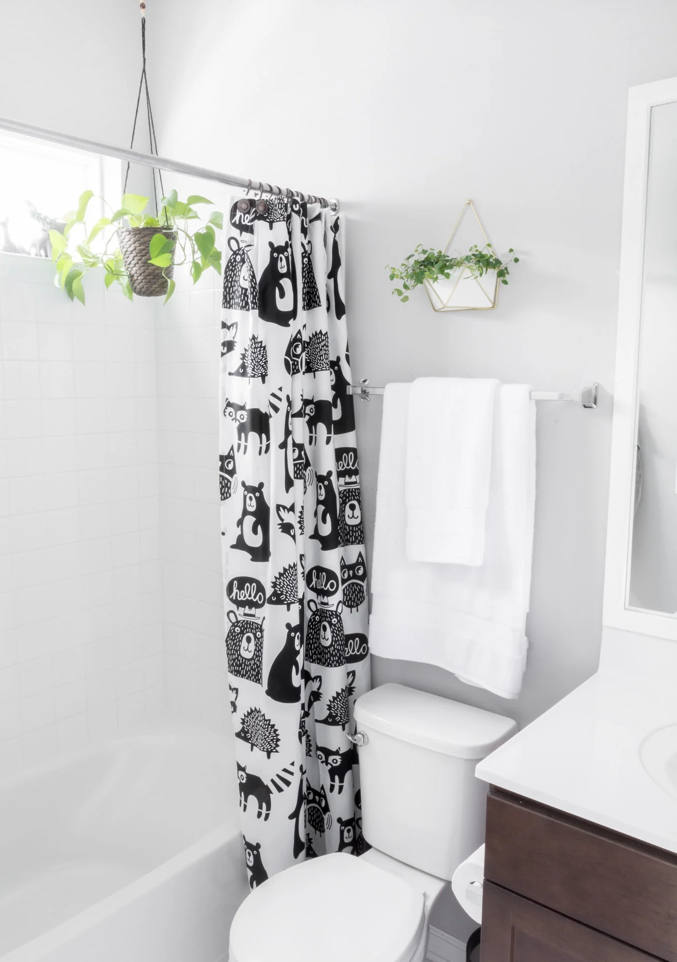 Chic woodland-themed kids bathroom