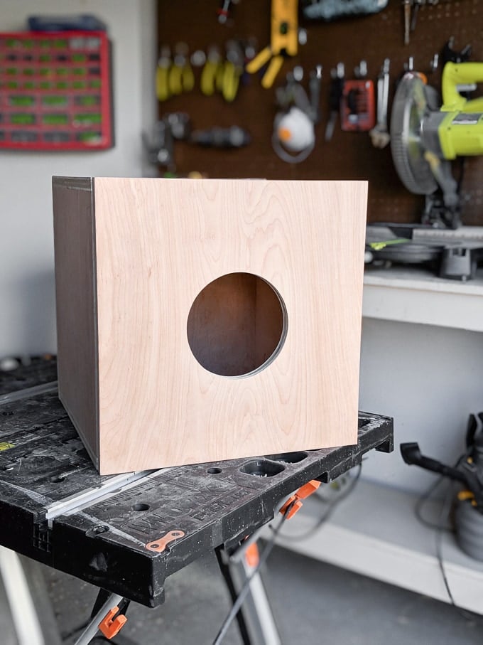 DIY plywood indoor cat house side table