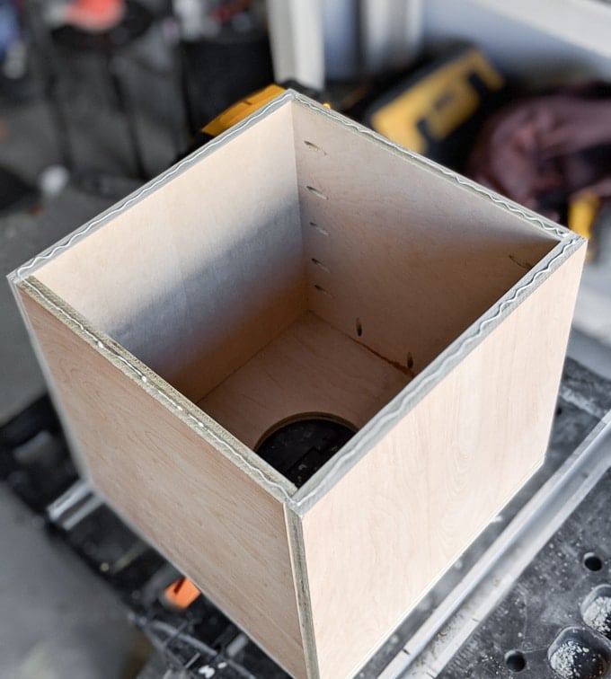 constructing the plywood pieces with glue