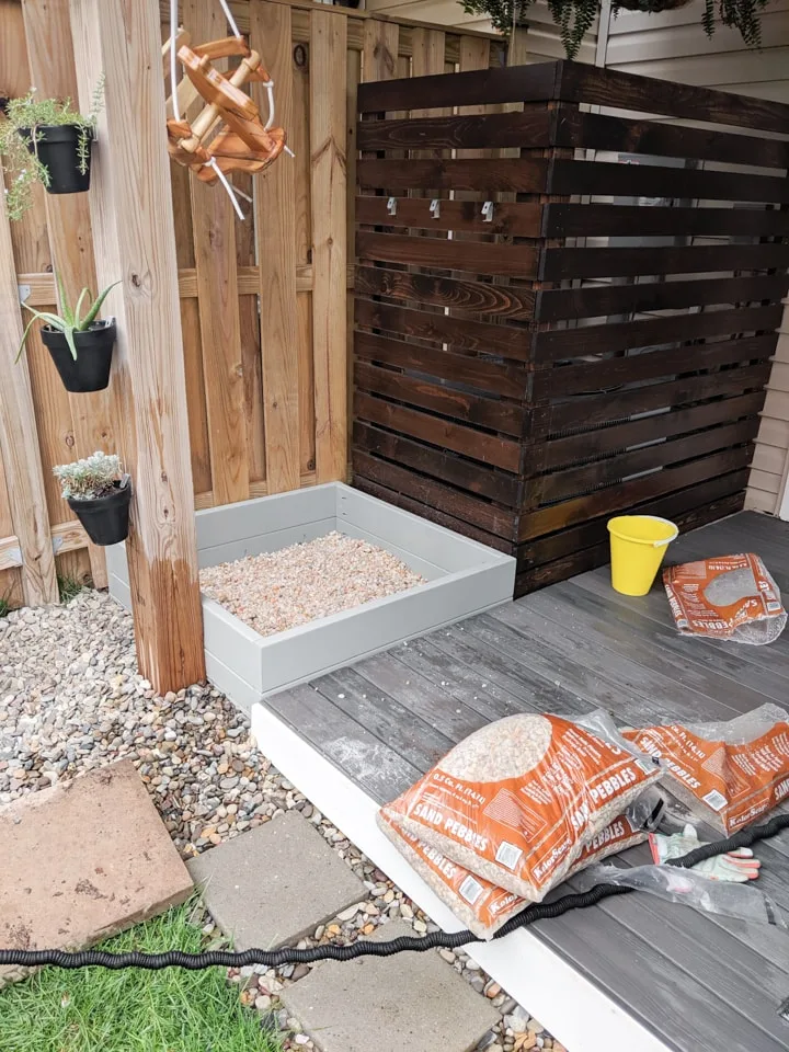DIY rock box in a townhouse backyard