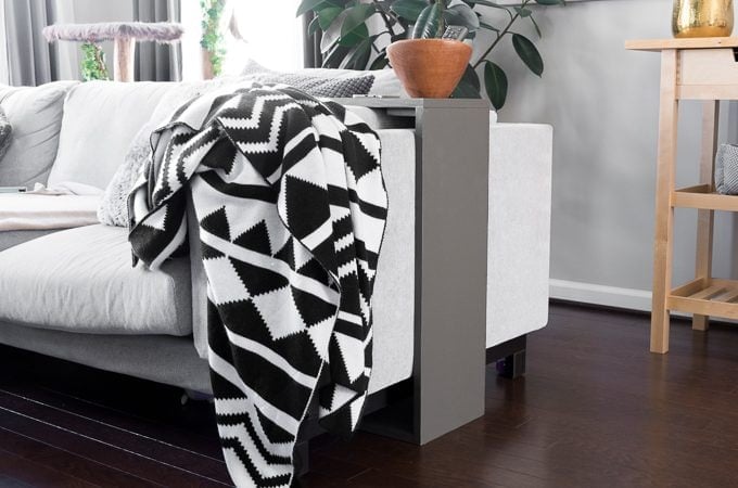 DIY space-saving sofa end table