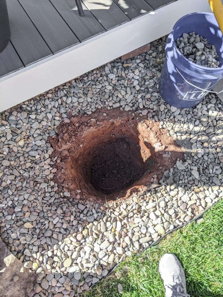 perfect size hole to plant a banana plant in the ground