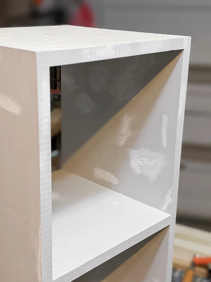 patching and priming the base for the DIY kids desk