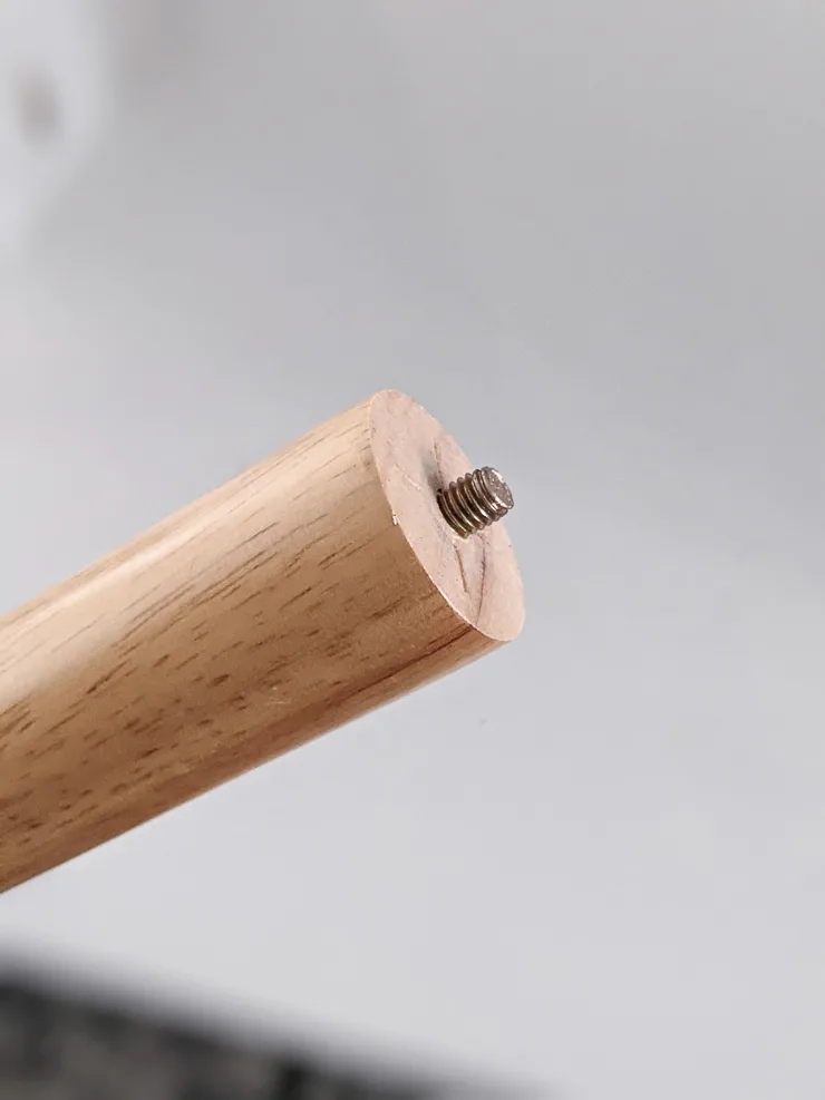 threaded screw on the end of the leg