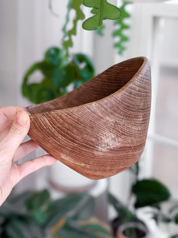 vintage teak bowl that needs restoring