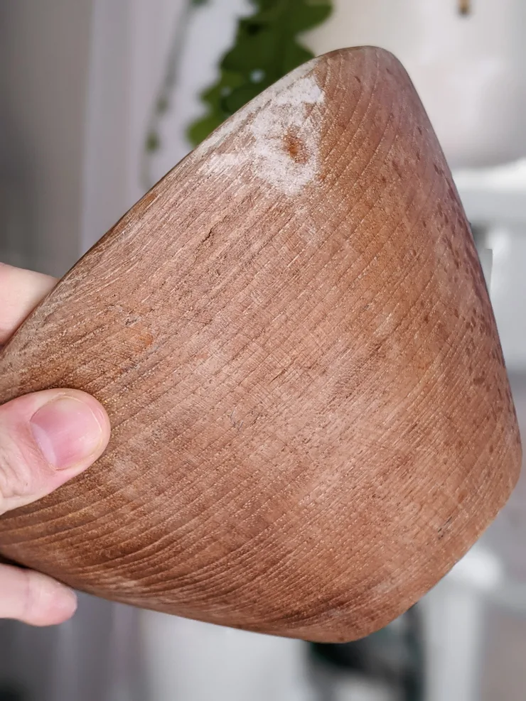 vintage teak bowl that needs restoring
