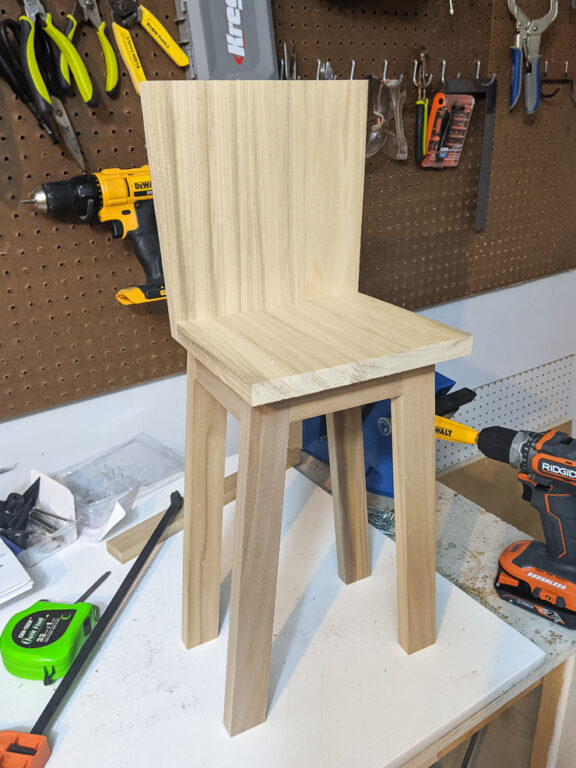 Check out my free modern wooden doll high chair plans!