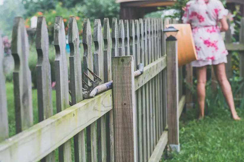 wood picket fence
