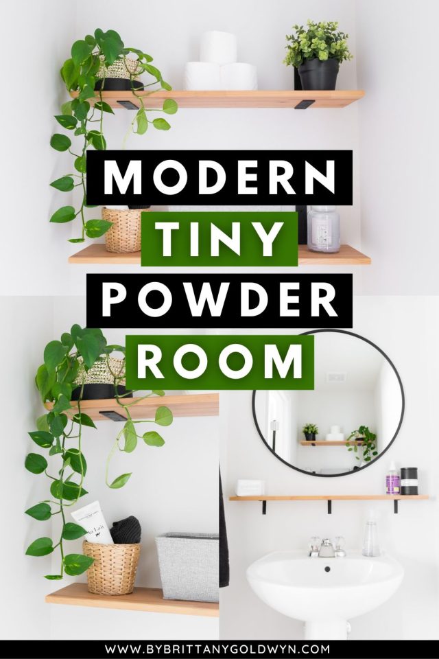 My tiny powder room decorating ideas in our modern half bath!