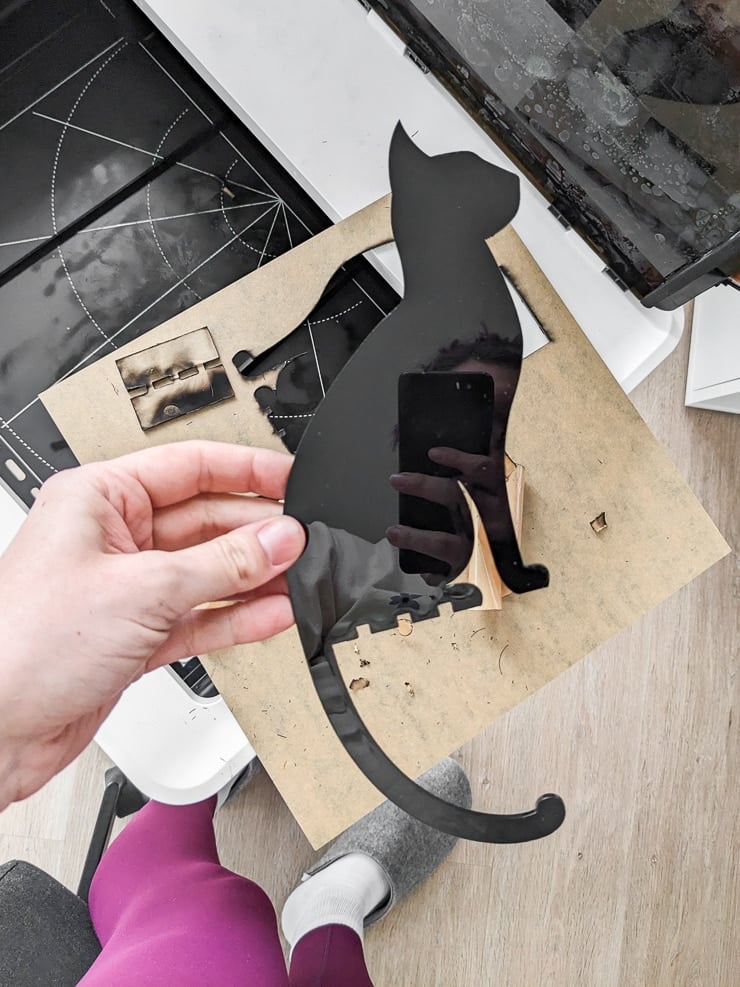 black acrylic cat