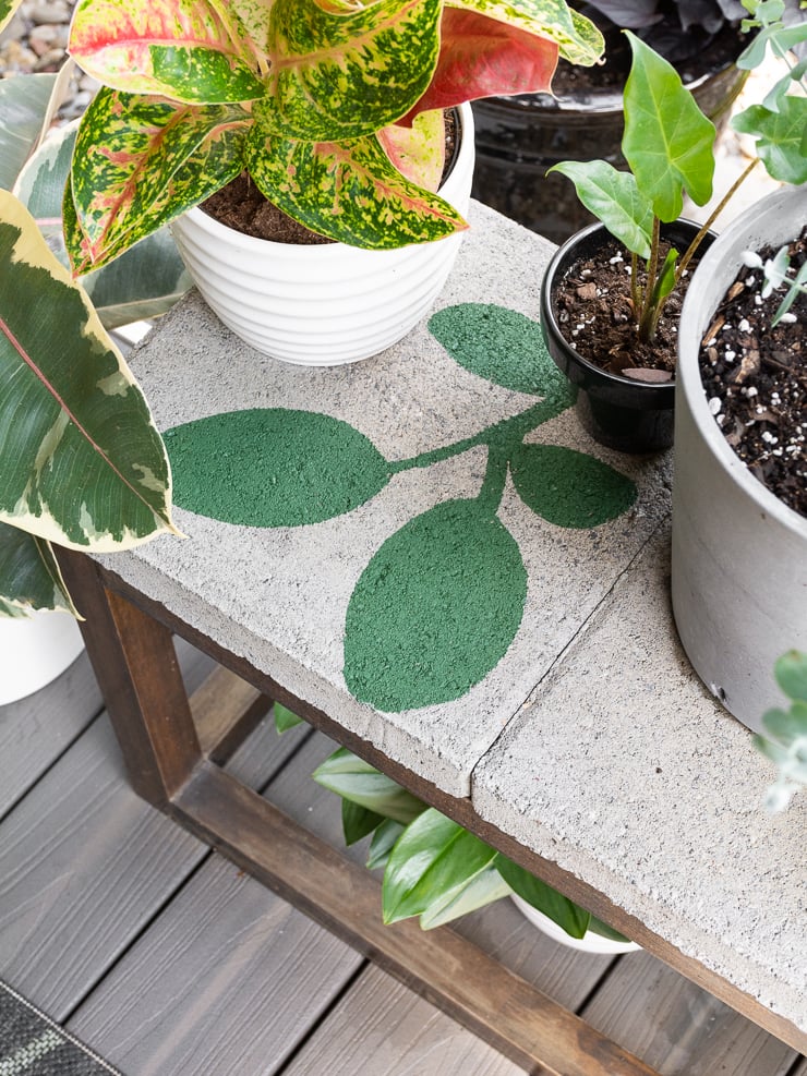 patio area with painted stencils