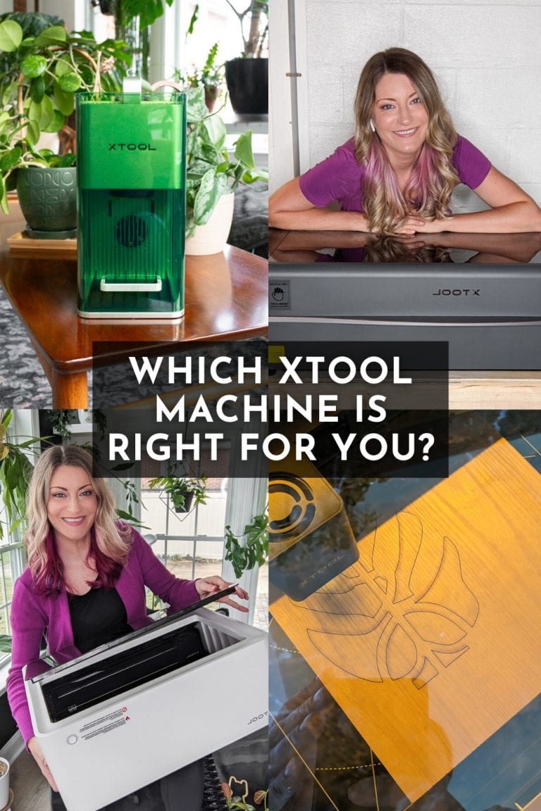 collage that says which xtool machine is right for you with pictures of the machines and a woman