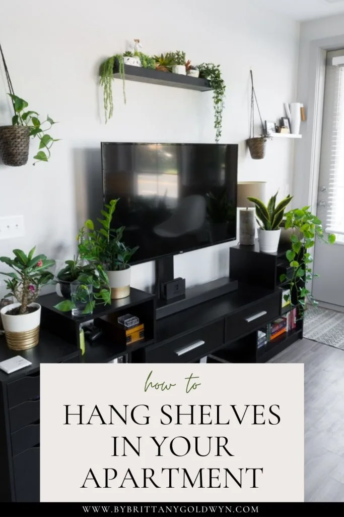 How to hang floating shelves in an apartment with minimal damage!