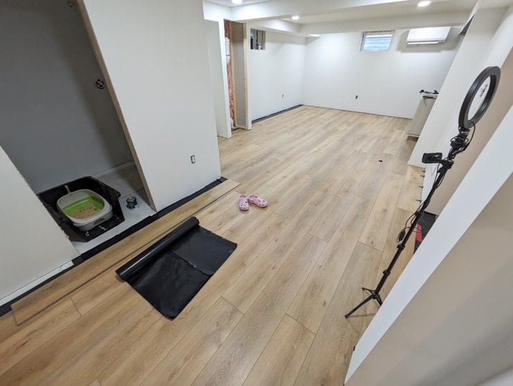 flooret modin nakan planks in a basement