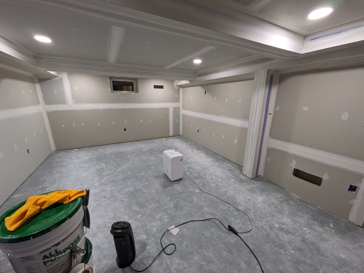 unfinished basement drywall