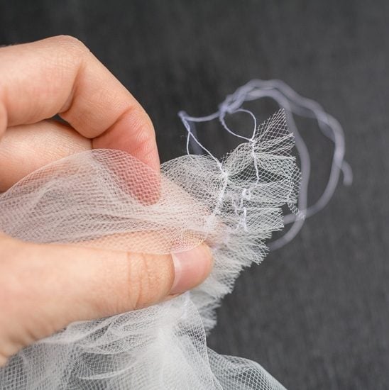 sewing a DIY bridal veil