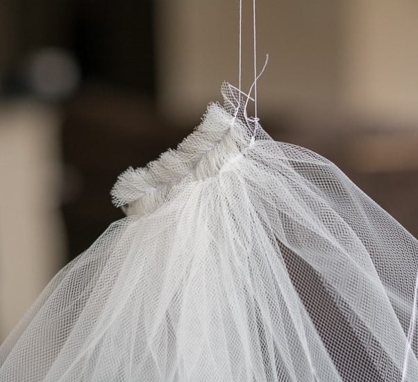 sewing a DIY bridal veil