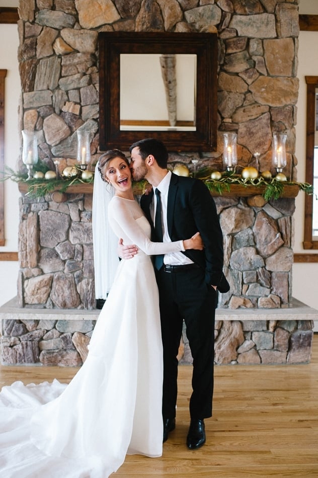 bride and groom in wedding attire