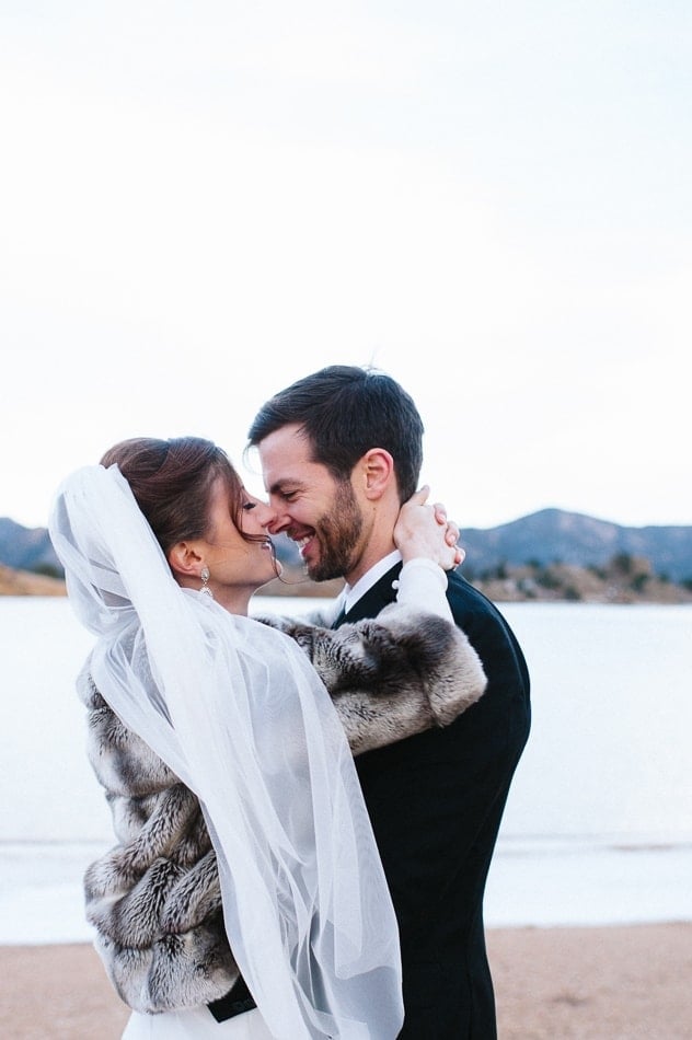bride and groom kissing
