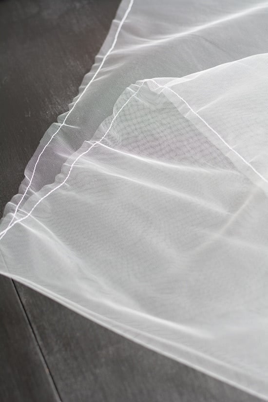 sewing a DIY bridal veil
