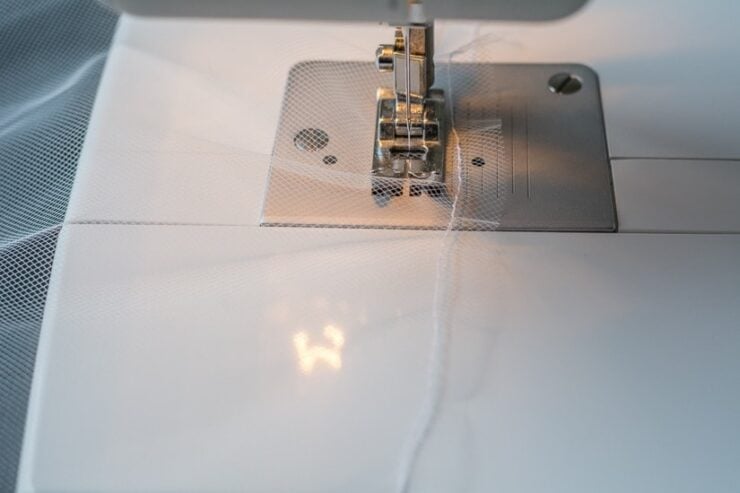 sewing a DIY bridal veil