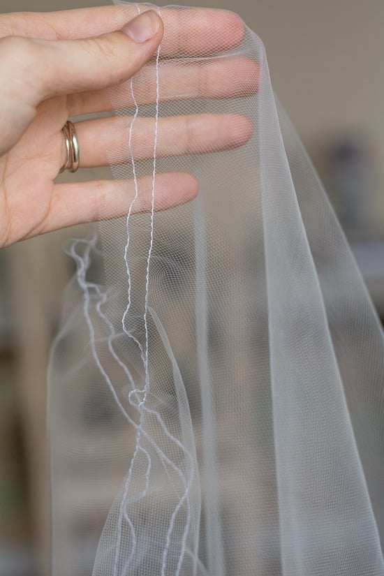 sewing a DIY bridal veil
