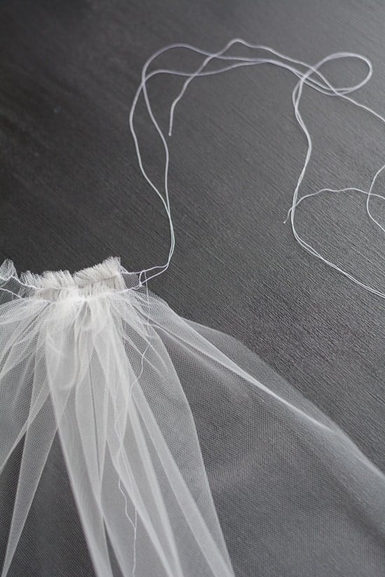 sewing a DIY bridal veil