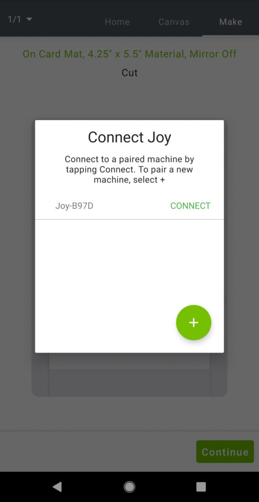 screenshot of Cricut Design Space on mobile