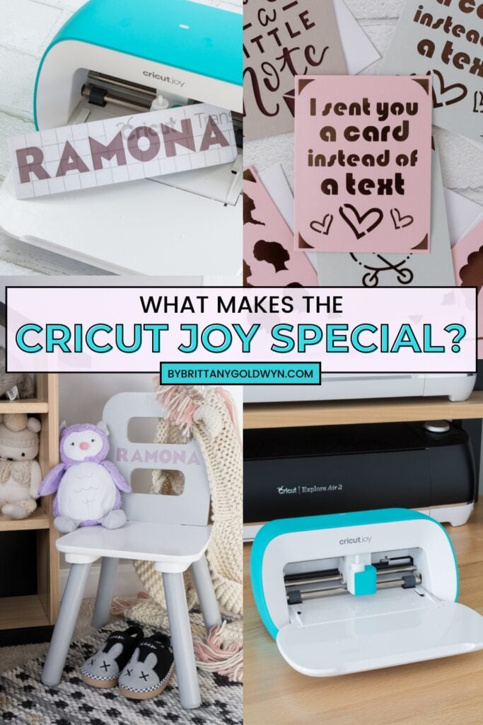 collage that says what makes the Cricut Joy special with pictures of projects