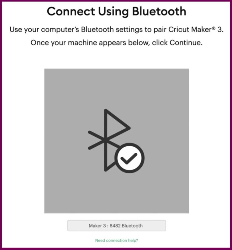 screenshot of Design Space connecting a new machine