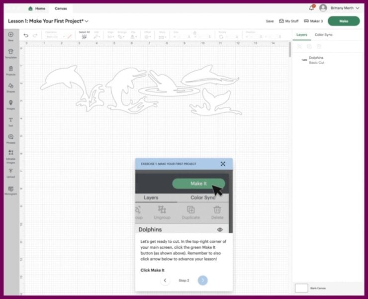 Screenshot of Cricut's Design Space