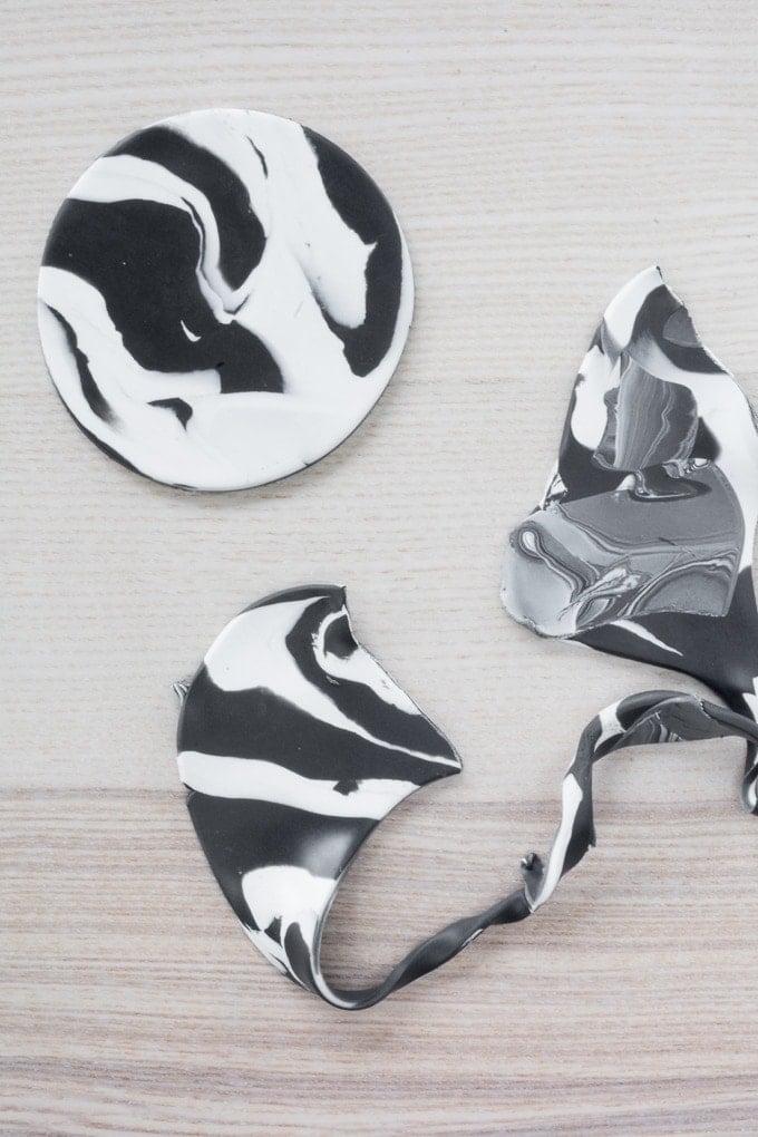 cutting clay coasters out