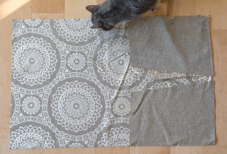 pinning pieces of fabric together
