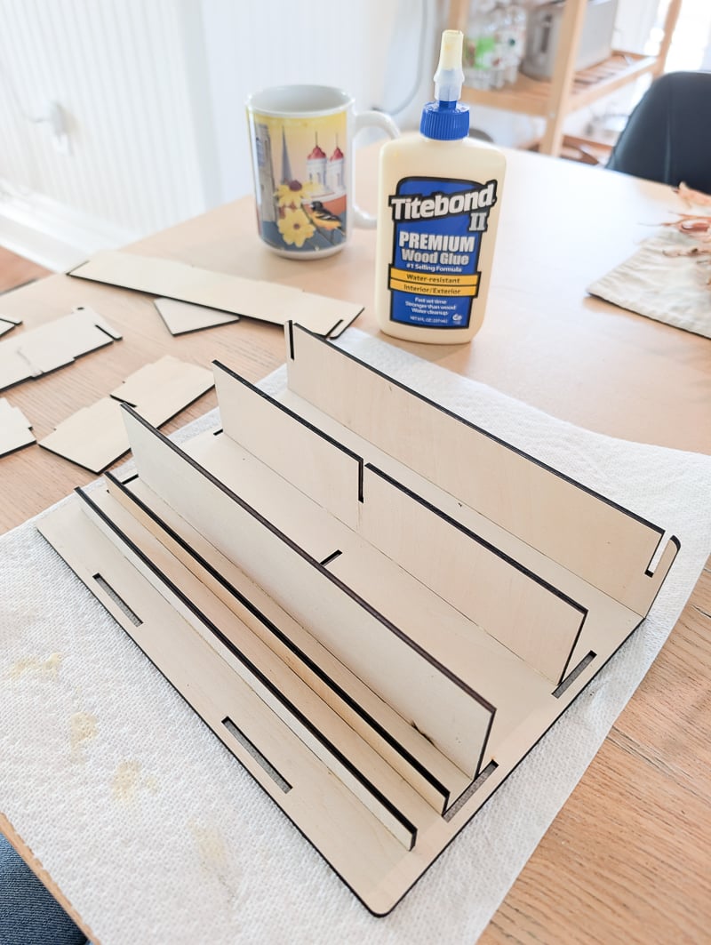 gluing pieces of wood together