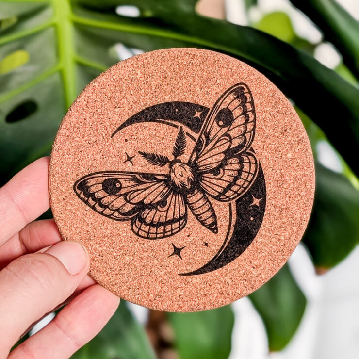cork engraved using an m2 machine