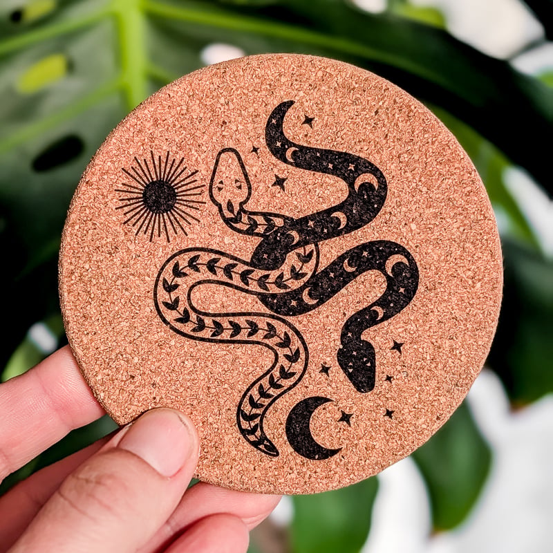 cork engraved using an m2 machine
