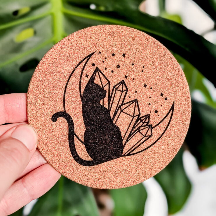 cork engraved using an m2 machine