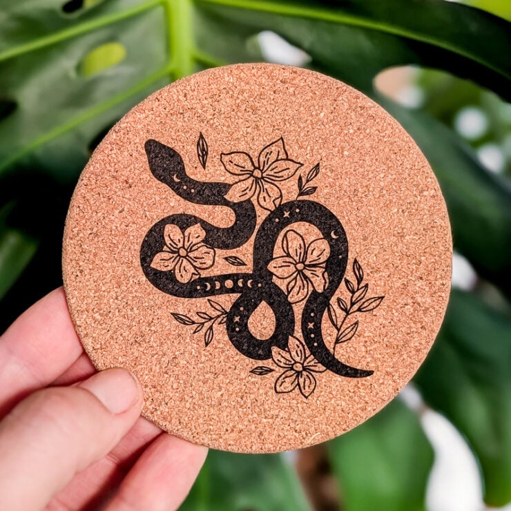 cork engraved using an m2 machine